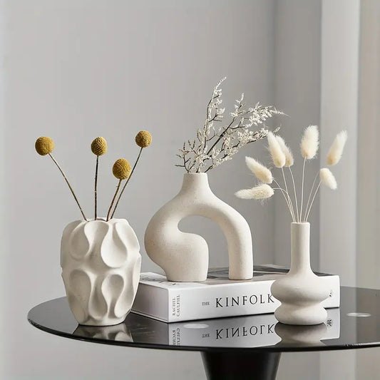 Lot de 3 vases en céramique bohèmes pour décoration intérieure | Solérive