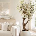 Cerisier blanc dans un vase Globe beige mat pour décoration intérieure | Solérive