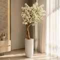 Cerisier blanc dans un cache-pot St. Tropez beige mat pour décoration intérieure | Solérive