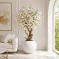 Cerisier blanc dans un vase sphérique laqué pour décoration intérieure | Solérive