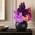 Vase Mosaïque noir avec liatris et orchidées pour décoration intérieure | Solérive