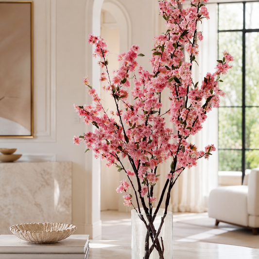 Fleurs de cerisier dans un cylindre en verre pour décoration intérieure | Solérive