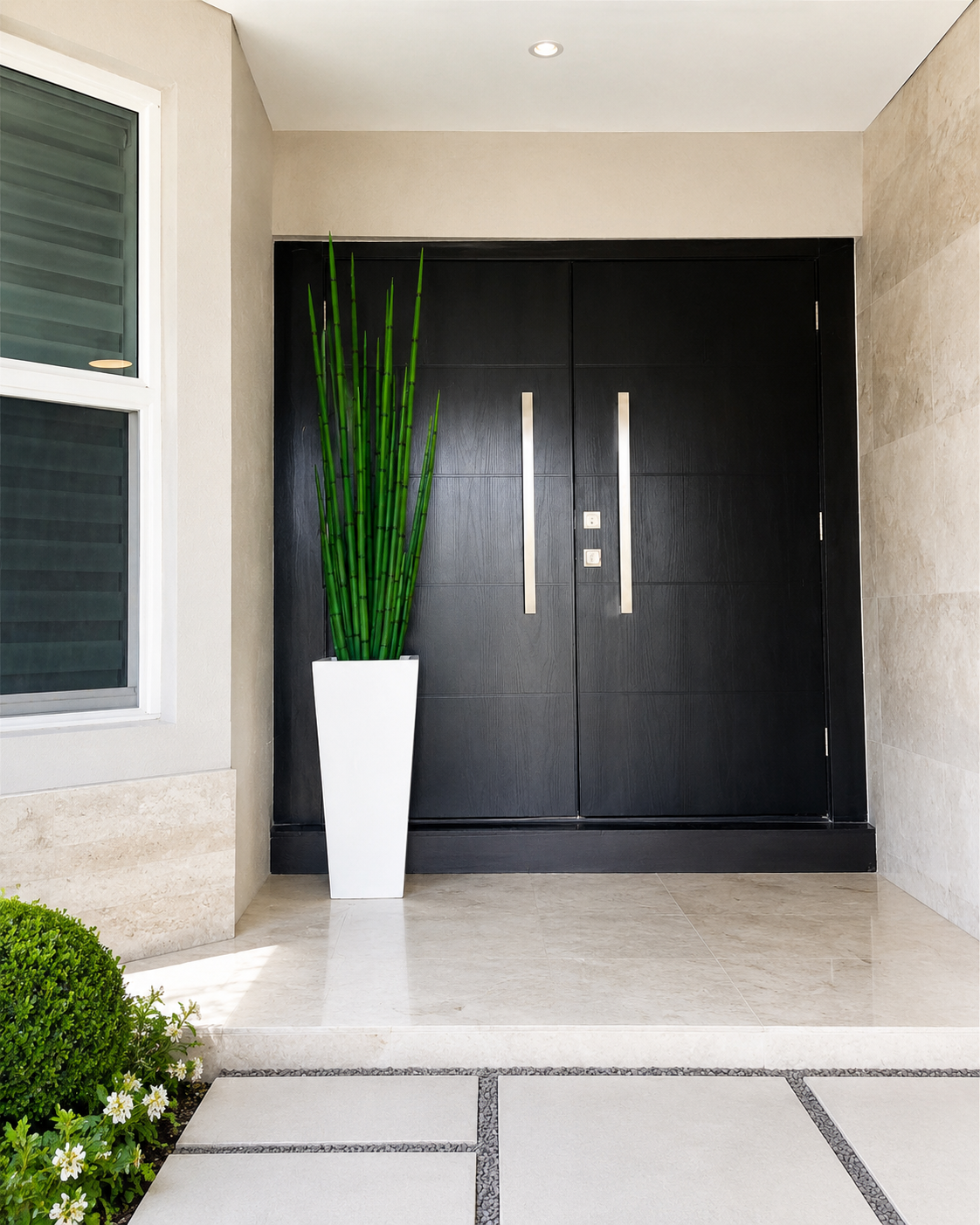 Sansevieria dans un cache-pot Beau M blanc laqué pour décoration intérieure | Solérive