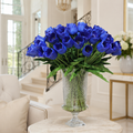Tulipes bleues dans une urne Cristo pour décoration intérieure | Solérive