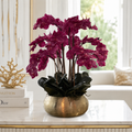 Orchidées Phalaenopsis roses dans un bol Bowie doré pour décoration intérieure | Solérive