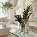 Orchidées Vanda et bois flotté dans un cylindre en verre pour décoration intérieure | Solérive